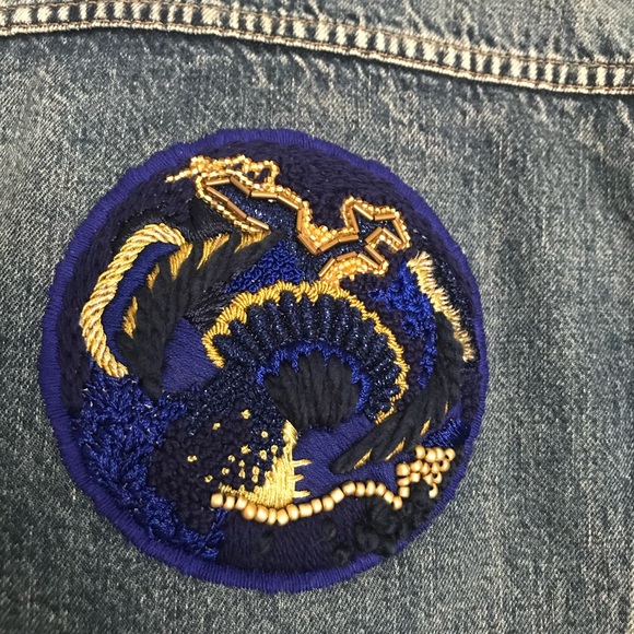 J Crew denim jacket with hand embroidered detail - Picture 2 of 5